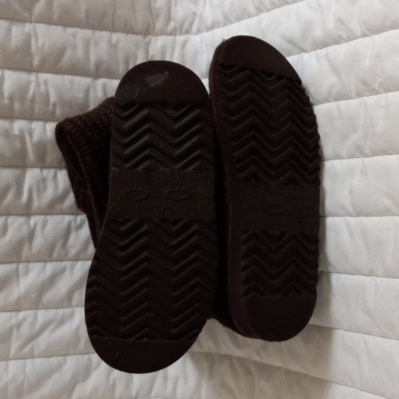 Girl's UGG Australia Brown Knit Boots 2-Button Flat Brown Sz 2 Logo - Picture 5 of 8